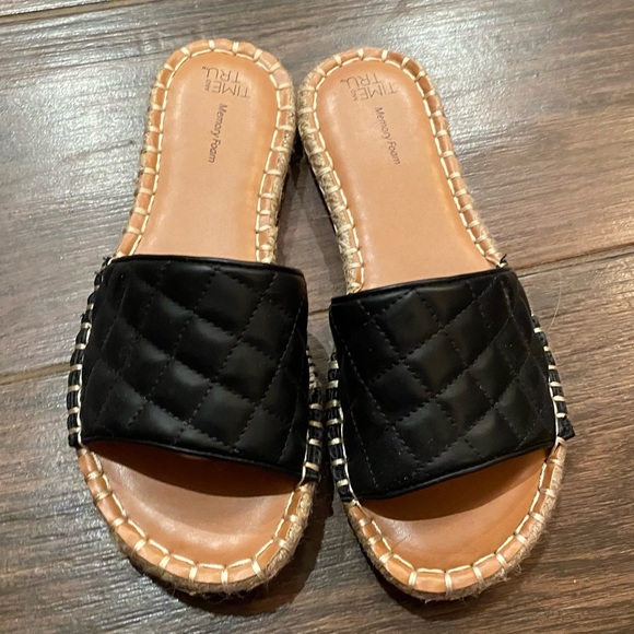 quilted espadrille slides